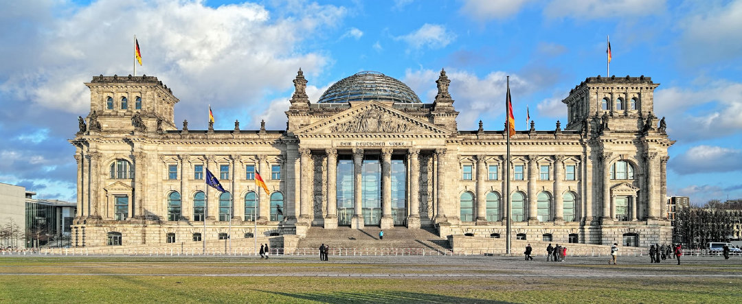 View of the Bundestag Federal Parliament in Berlin, Germany.