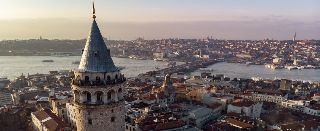 Aerial view of Istanbul showing the Galata Tower.