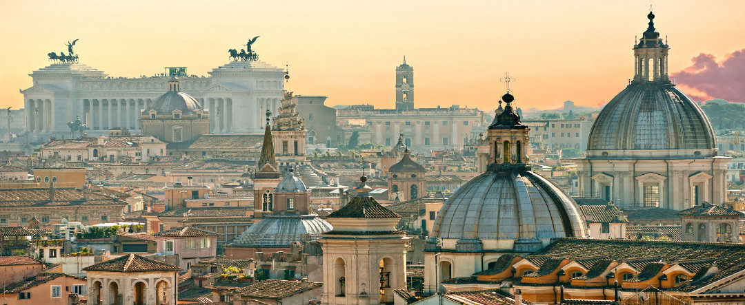Vista aérea de Roma desde las alturas.