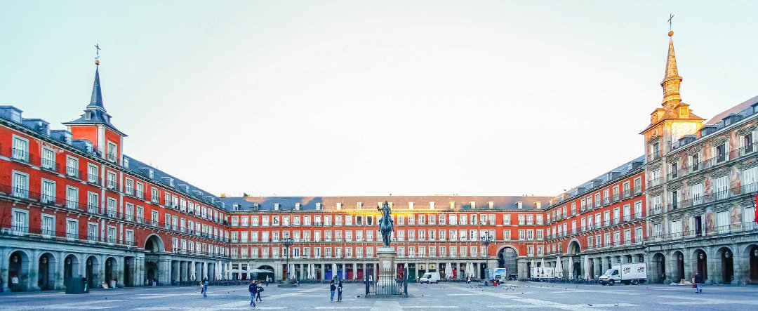 The Plaza Mayor in Madrid in the morning light.